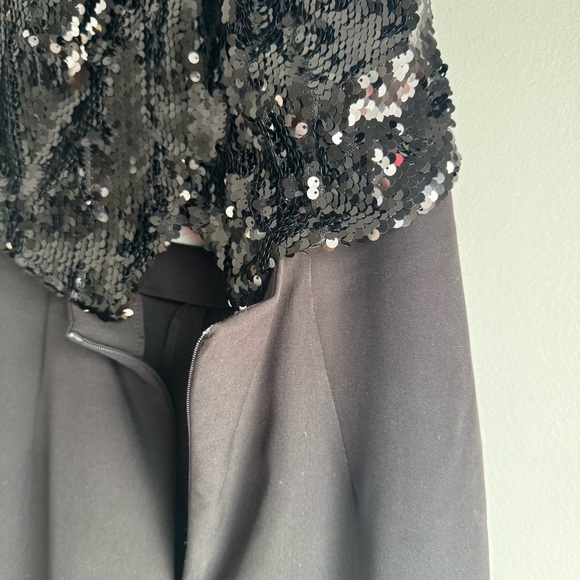 Zara Sequin Vest Halter Jumpsuit Open Back V- neck Black size S - Picture 12 of 12